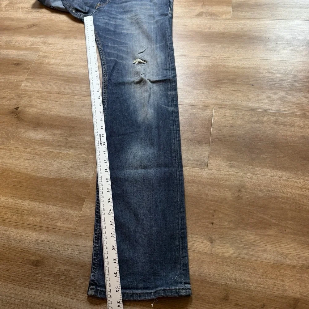 Diesel Iakop Jeans Men 33x34‎ Blue Regular Slim Tapered Stretch Distressed 0802C
